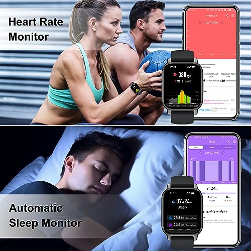 Smart Watch for Men Women, Fitness Tracker 1.85" Touch Screen Fitness Watch with Heart Rate Sleep Monitor, Answer/Make Calls, 100+Sports, IP68 Waterproof, Pedometer Activity Trackers for iOS Android