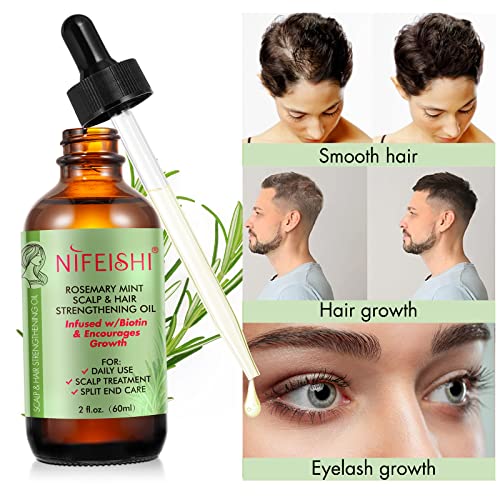 Rosemary Oil for Hair Growth, 60ml Rosemary Mint Scalp & Hair Strengthening Oil, Organic & Pure Rosemary Essential Oil with Applicator