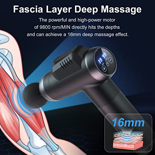 Massage Gun Deep Tissue, 99 Speeds Powerful Percussion Muscle Massager with 6 Massage Heads, Quiet Handheld Neck Back Massager for Muscle Pain Relief Fitness Recovery Body Shaping, Gifts for Men