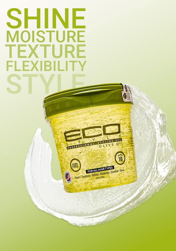 Ecostyle Olive Oil Styling Gel, All Day Hold, Alcohol Free, Paraben Free, Sulphate Free, No Flaking, Anti-Itch, 473 ml