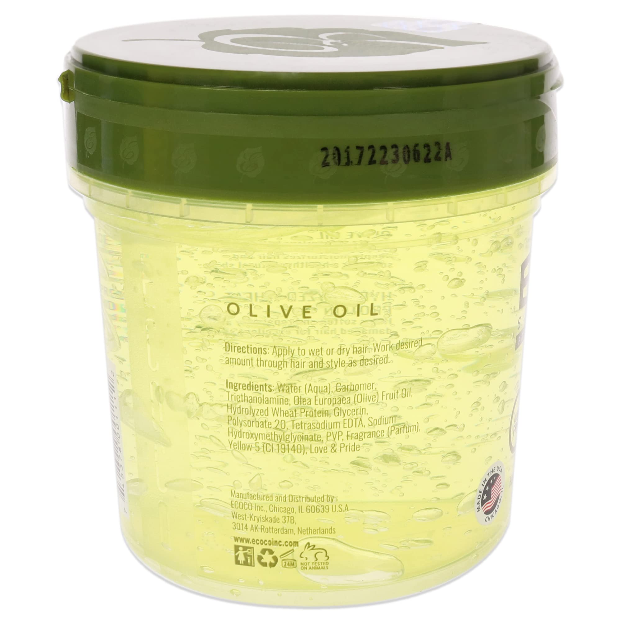 Ecostyle Olive Oil Styling Gel, All Day Hold, Alcohol Free, Paraben Free, Sulphate Free, No Flaking, Anti-Itch, 473 ml